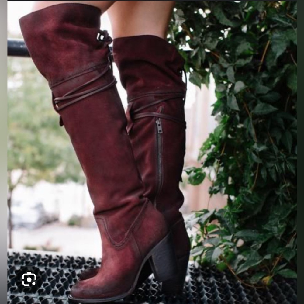 Freebird Women's Brock Burgundy Suede Knee-High Boots